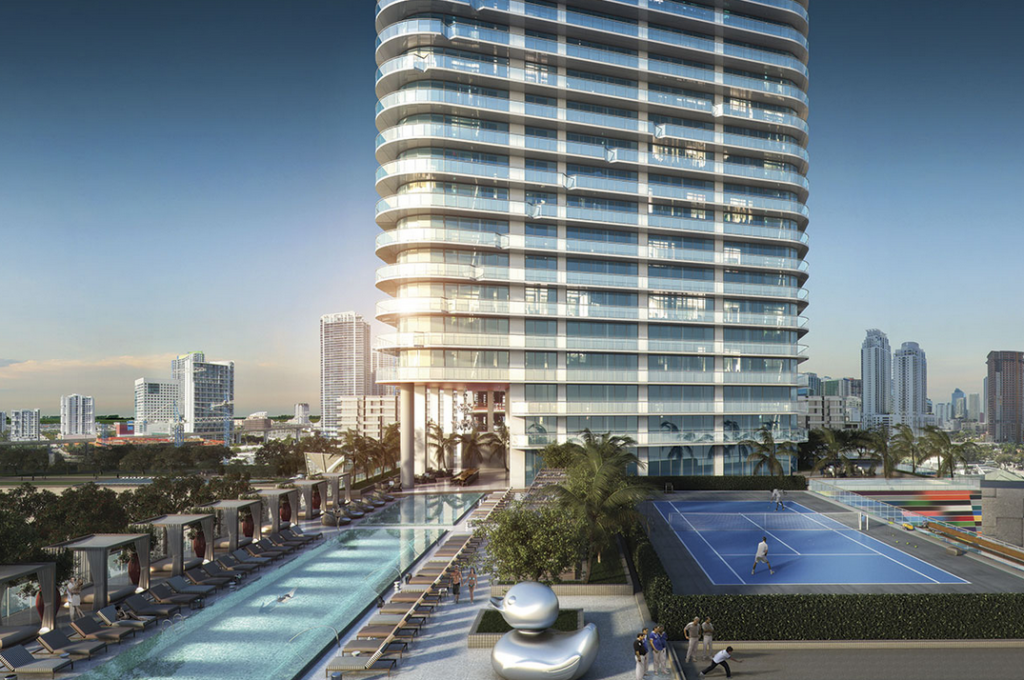 Sls Brickell condos pool and tennis courts 1