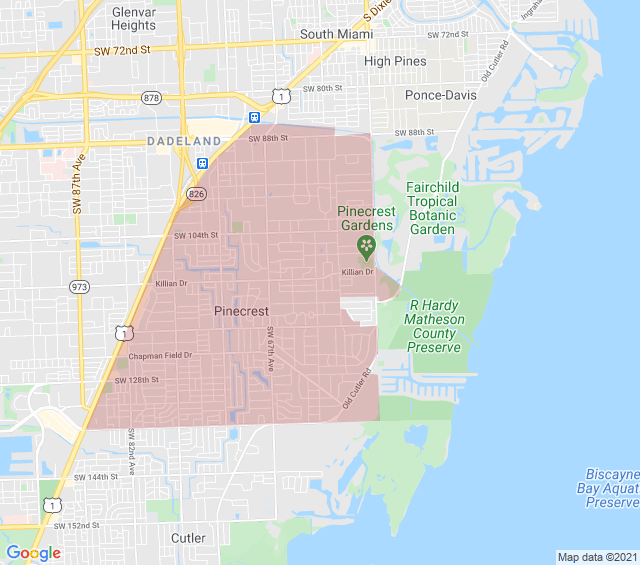 Pinecrest Miami Condos Image Map 
